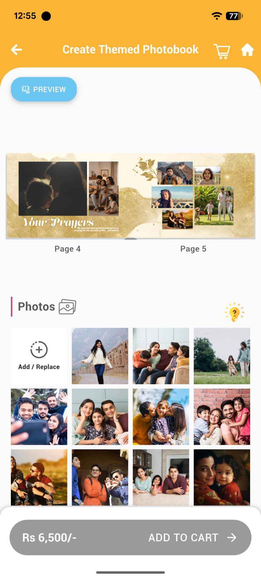 In-app photobook designer with drag and drop photo layout
