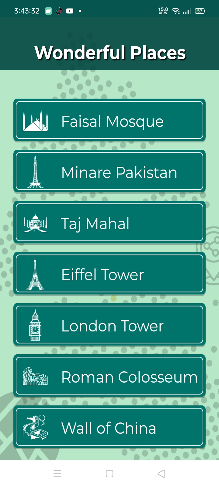 Wonderful Places landmark list