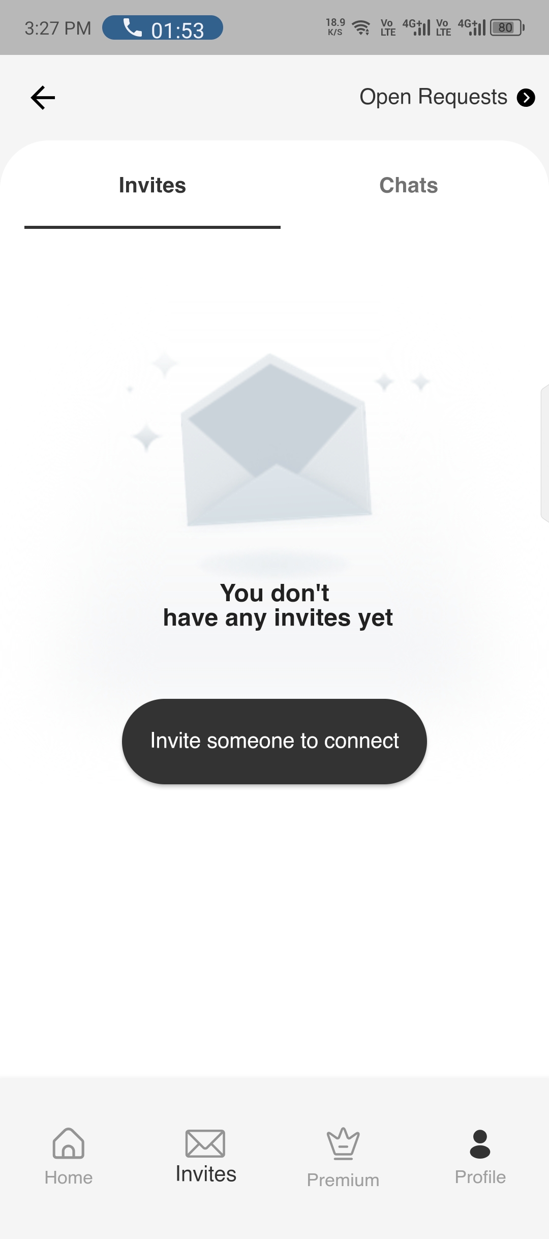 Invites tab with empty state