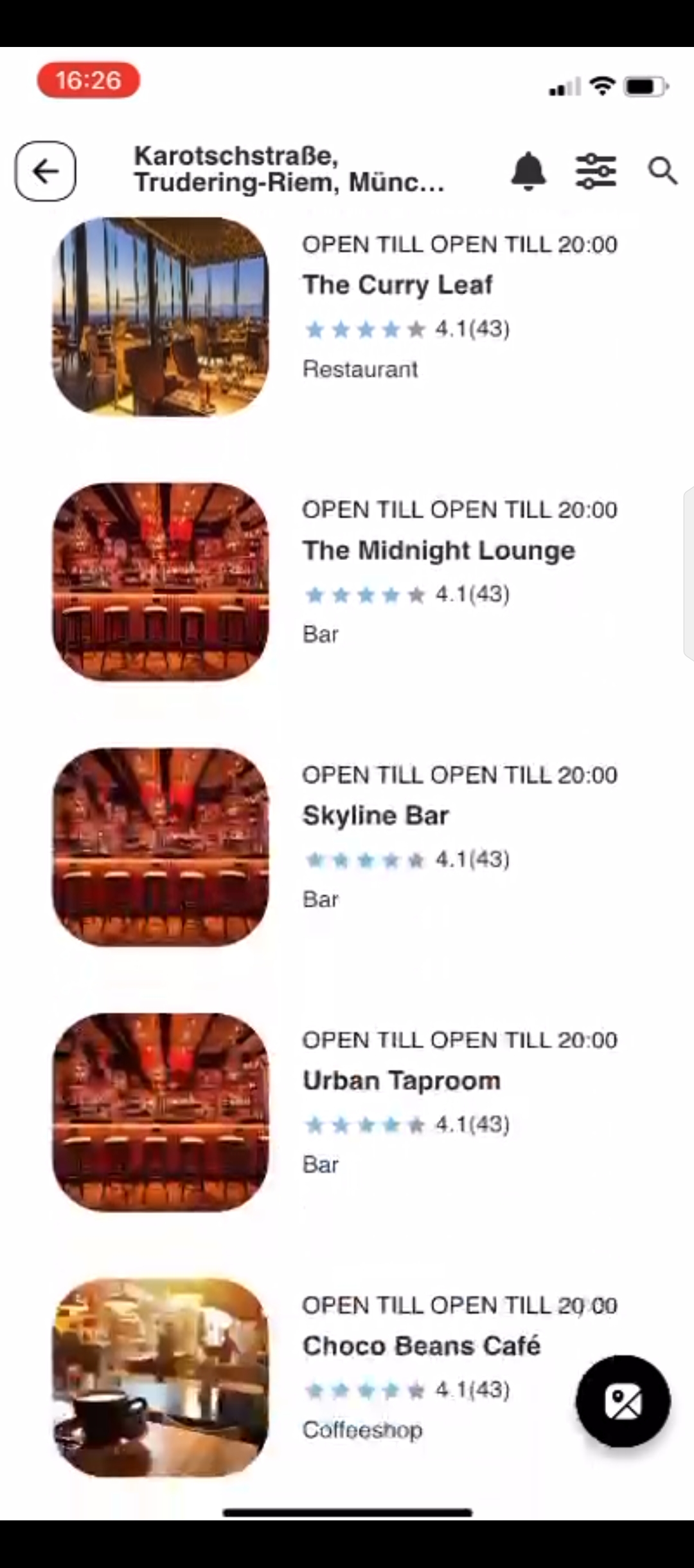 List of nearby venues to propose as a meeting point