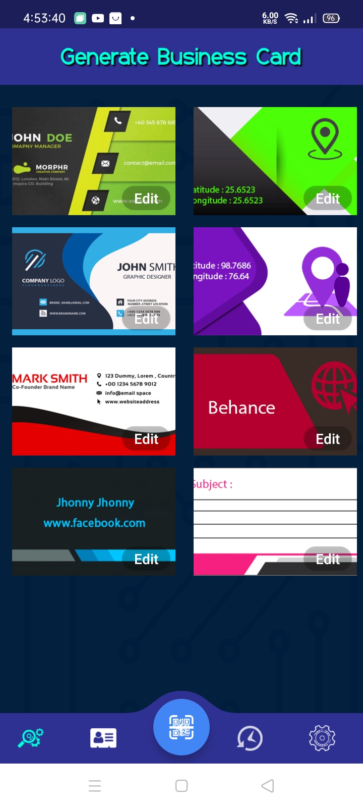 Business card template gallery